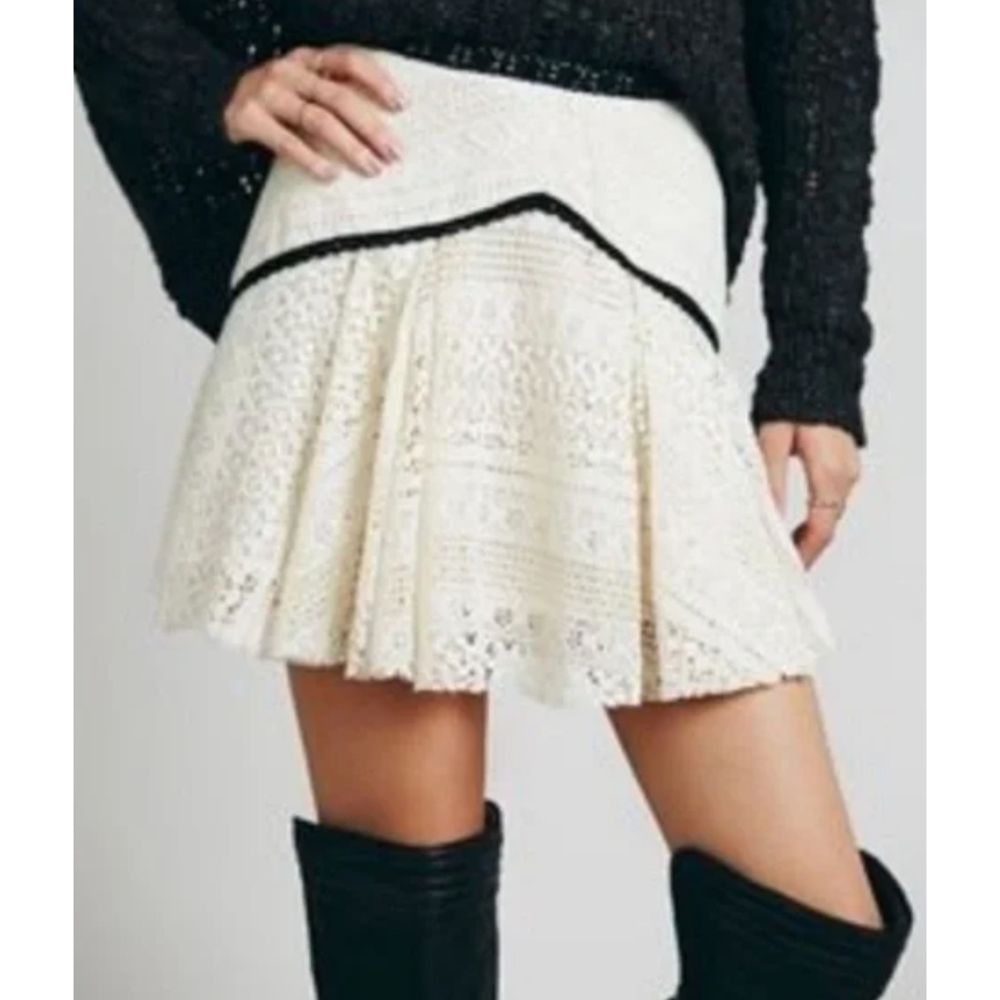 Free People Cream Lace Mini Skirt